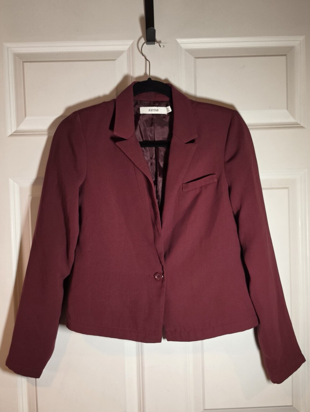 Justfab Women's Burgundy Single-Button Blazer Jacket XS